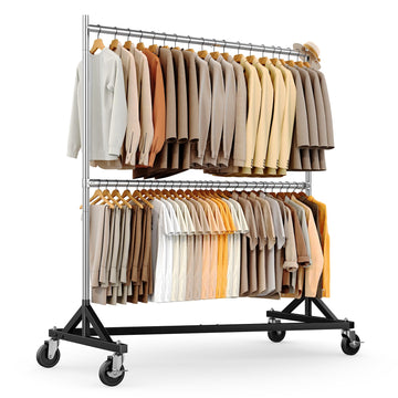 Z Rack, Clothes Rack Hold 550LB 86" H Adjustable Height Double Rod