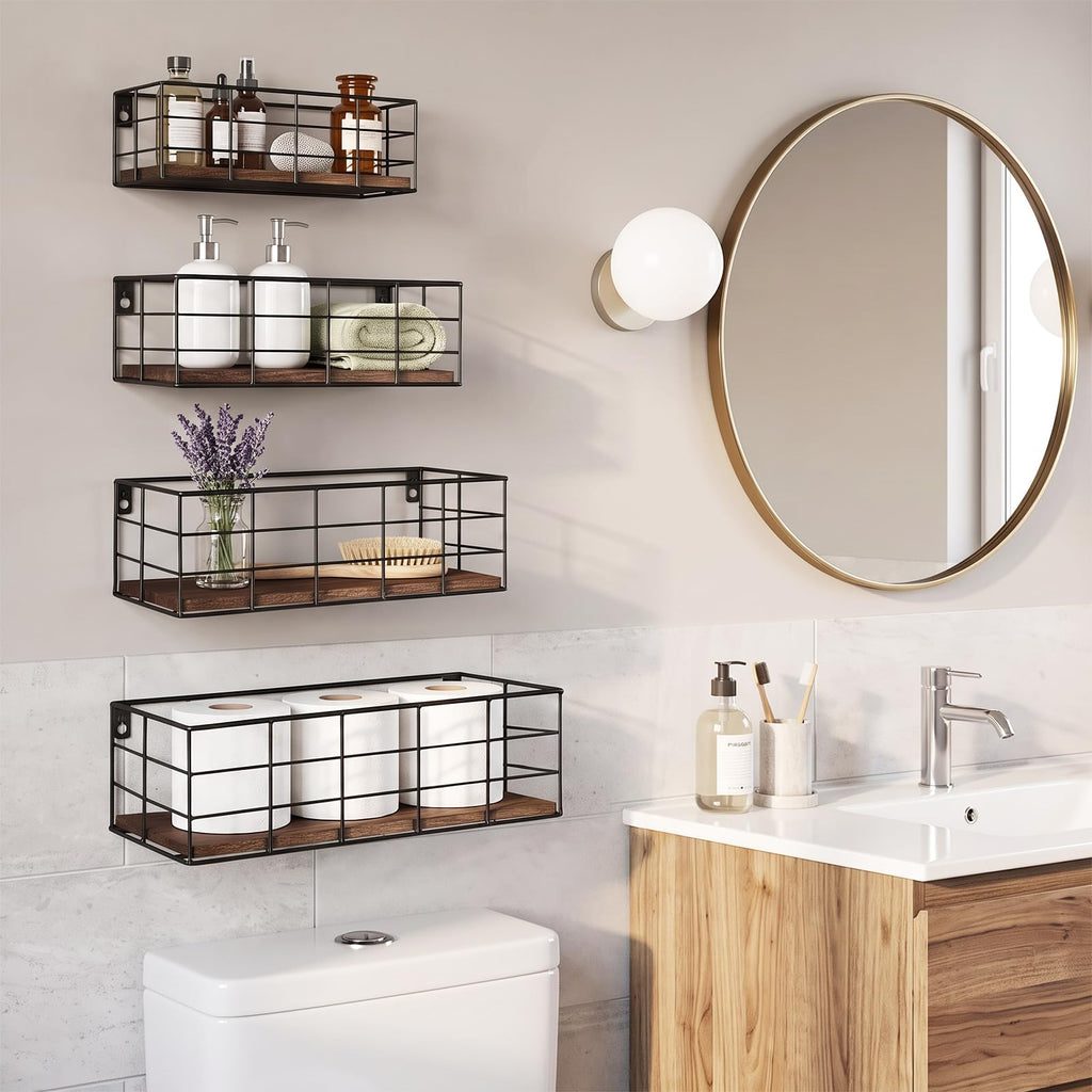 Wire Frame Floating Shelves for Wall Storage 4 Different Sizes