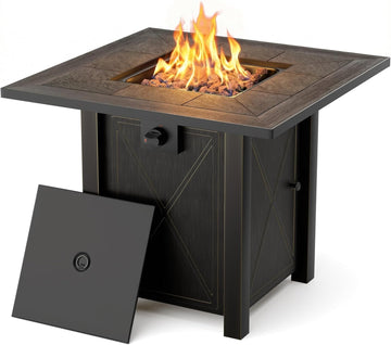 30" Propane Fire Pit with Premium Ceramic Tabletop, 50000 BTU Powerful Gas Firepit Table