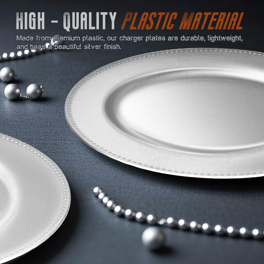 100Pcs Silver Charger Plates Bulk Wedding - 13" Premium Silver Chargers for Dinner Plates, Decorative Charger Plates