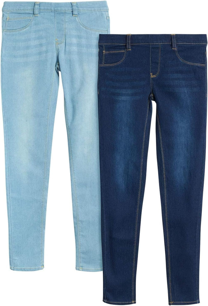 Girls Jeggings 2 Pack Stretch Denim Jeans Leggings with Pockets