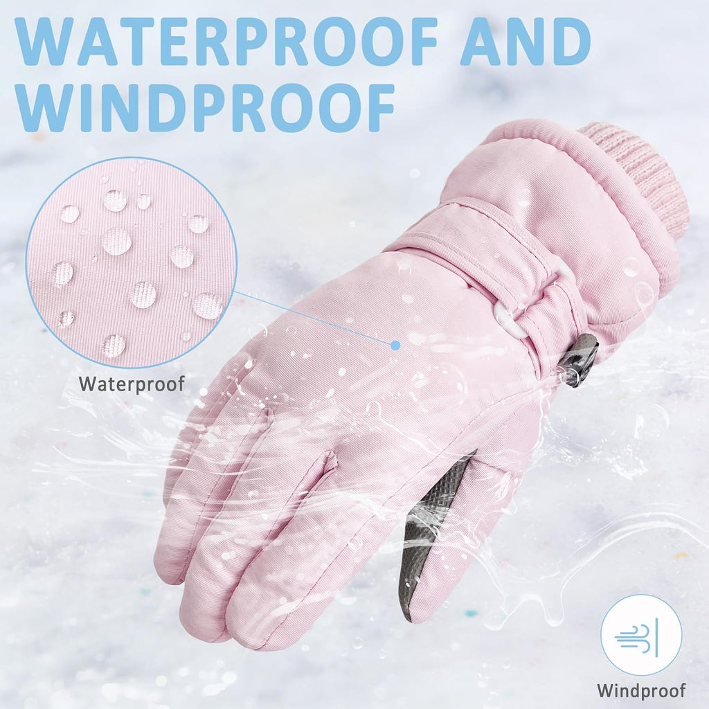 Kids Winter Gloves Warm Fleece Ski Snow Waterproof Windproof Cold Weather Snowboard Sport Mitten Gloves for Boys Girls