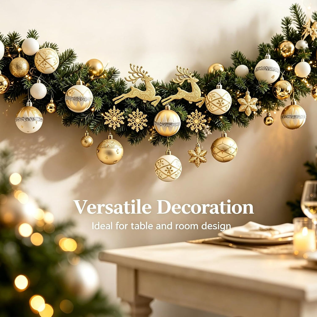 Festive Christmas Ball Ornaments Set, Shatterproof Decorative Baubles, Hanging Decorations for Holiday Tree - Set of 45