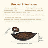 Leaf Shape Vessel Sink Set Tempered Glass Bathroom Bowl + Waterfall Faucet & Drainage System