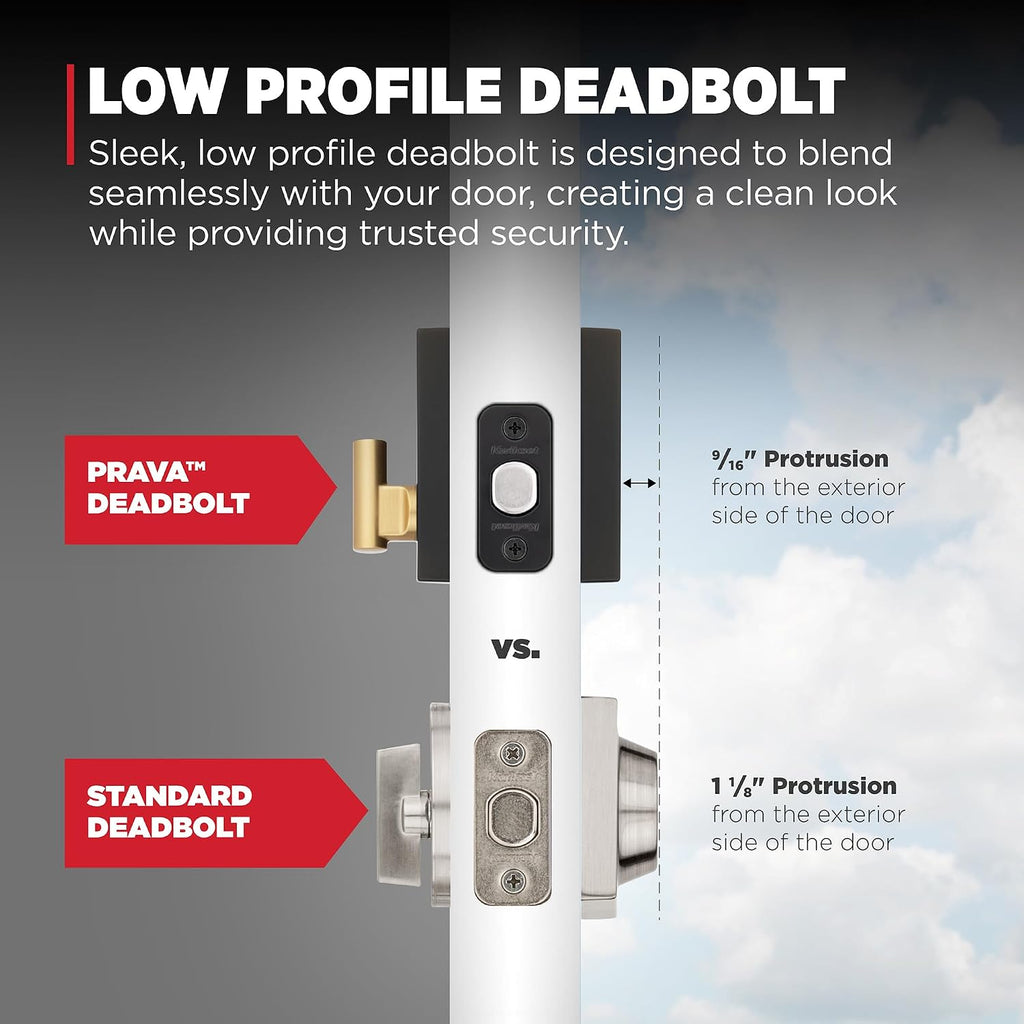 Prava Front Door Lock Handle and Deadbolt Set, Entry Handleset Exterior with Interior Reversible Lever - Door Handleset
