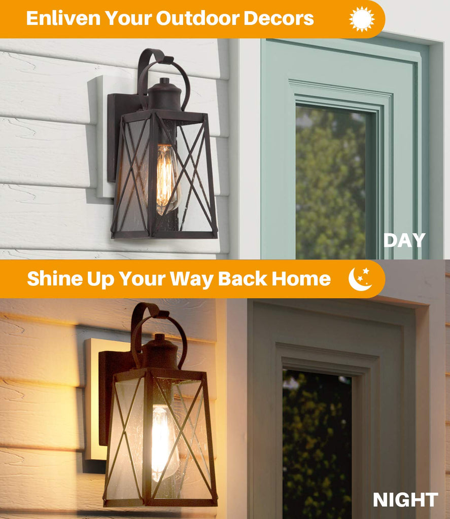 Porch Light Outdoor 1-Light Wall Lantern, Max 60W, Farmhouse Wall Sconce Exterior Wall Mount Light in Rustic Bronze