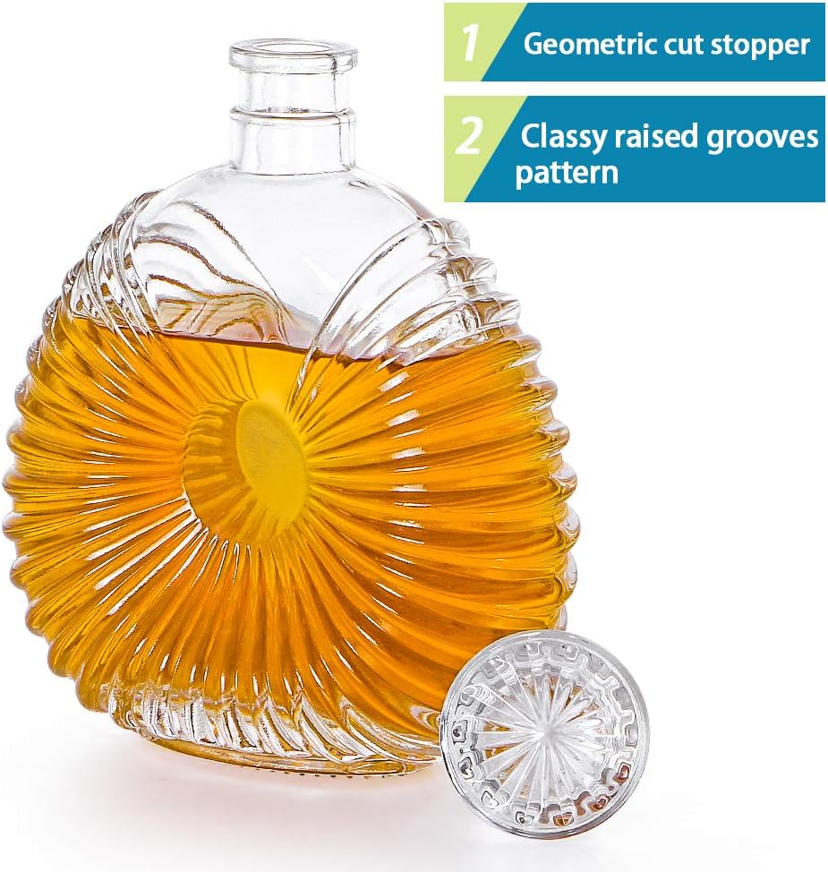 Liquor Decanter, Glass Decanter with Airtight Stopper, Decanter Bottle for Whiskey, Brandy, Scotch, Bourbon 24oz/700ml