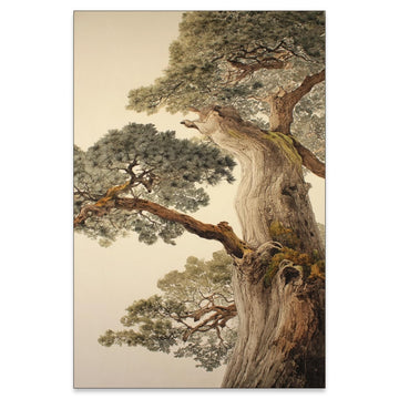 Vintage Japanese Pine Tree Wall Art Oriental Asian Tree Canvas Posters Japan Scenery Room Aesthetic Prints Calm