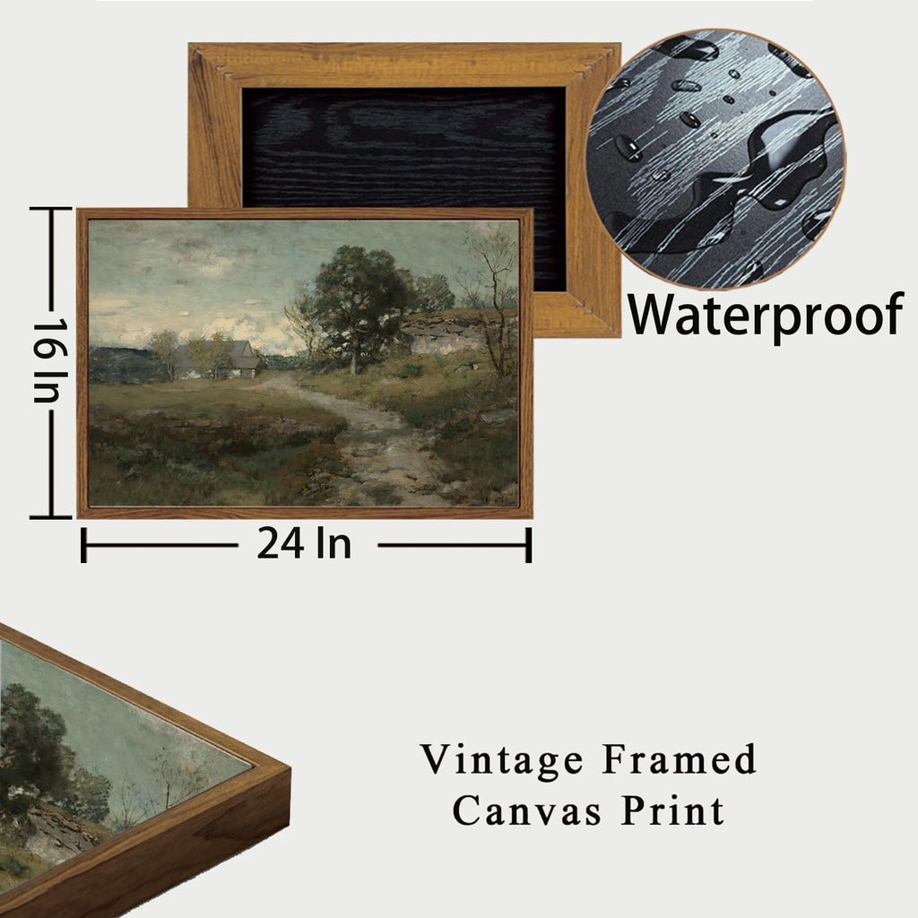 Framed Vintage Landscape Wall Art French Country Cottage Natural Scenery Oil Painting Canvas Prints Farmhouse Fall