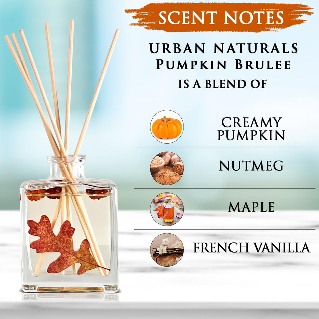 Reed Diffuser Set, Pumpkin Brulee - Bathroom Shelf Décor - Set of 5