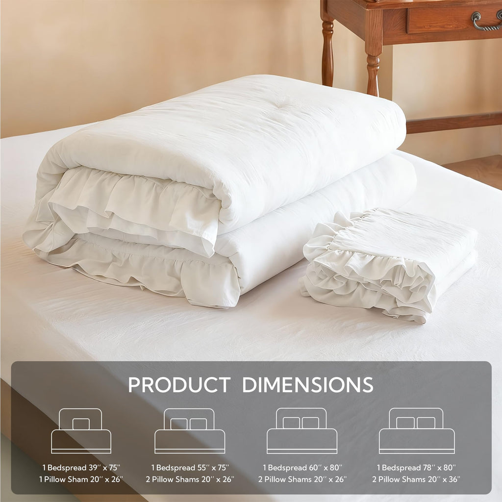 Brushed Microfiber Ruffle Skirt Bedspread Set, Shabby Chic Style