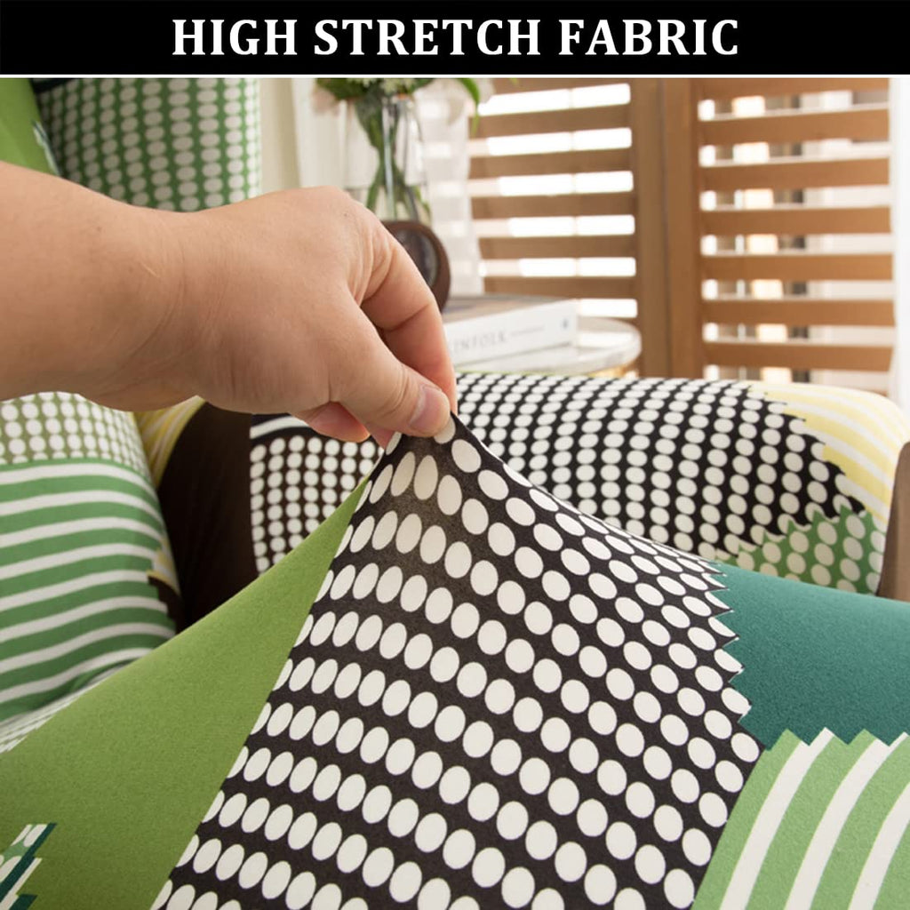 Wing Chair Slipcovers, 2 Piece Print Wingback Chair Cover Stretch Spandex Armchair Covers with Elastic Bottom Bedroom