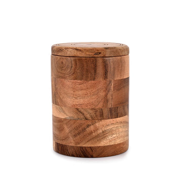 Acacia Wood round wooden storage jar with Lid for Keeping Cookies, Coffee, Flour, Sugar, Rice & Other Dry Foods (4.5"