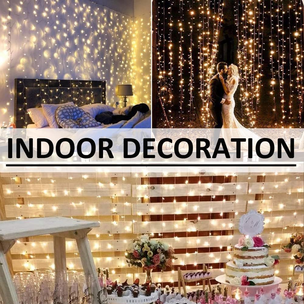 LED Curtain Lights Outdoor 50ft x10ft, 1000 LED Plug in Hanging String Lights Indoor Bedroom, Twinkle Light Backdrop
