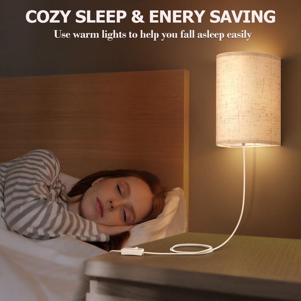 Plug in Wall Sconces Set of Two Wall Lights Lamp with On/Off Switch