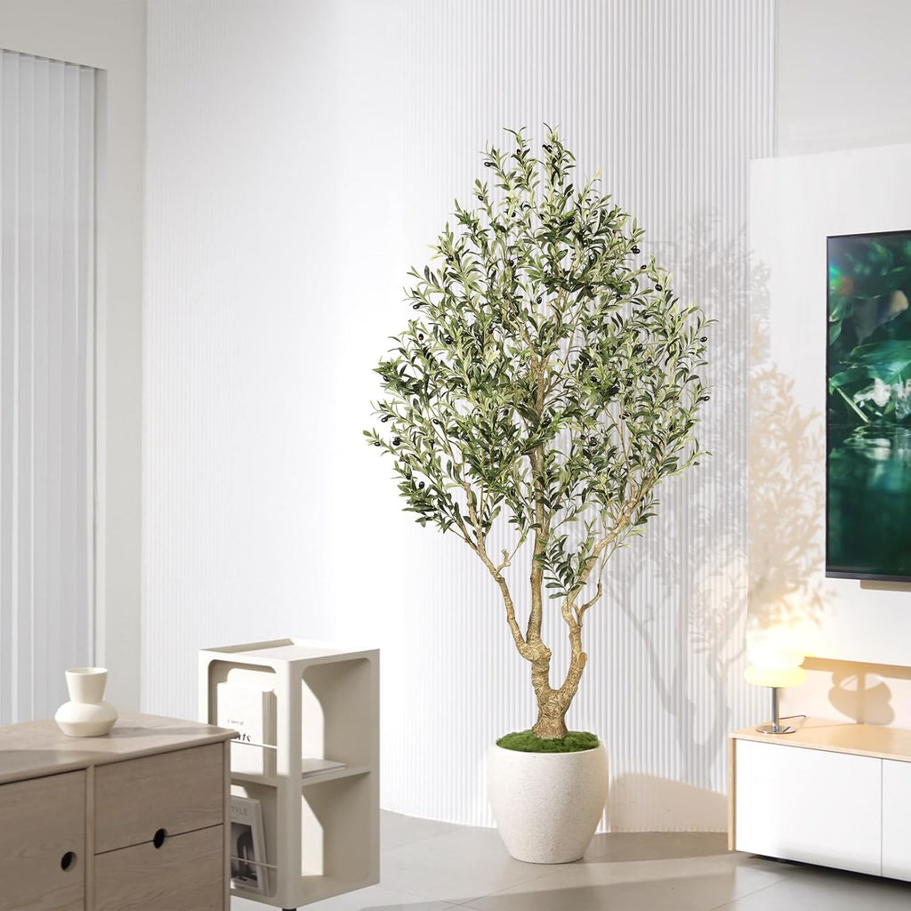 Olive Trees Artificial Indoor 7ft with Thick Trunk, Sturdy Base