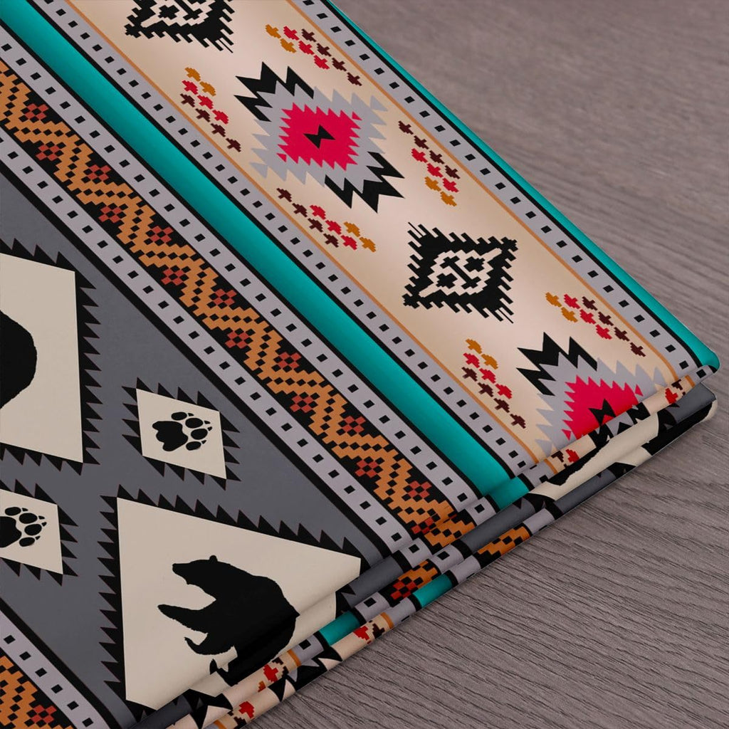 Bear Fabric by The Yard - Native Tribal Aztec Upholstery, Rustic Hunting Animal Indoor/Outdoor, Southwestern Tribe