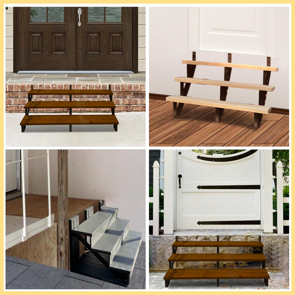 3 Step Metal Stair Step Steel Riser Stringers for 27.1" Height Deck, 3Packs