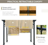 12' x 10' Outdoor Retractable Pergola Canopy with Sun Shade Unique Design Canopy Patio Metal Shelter for Garden Porch