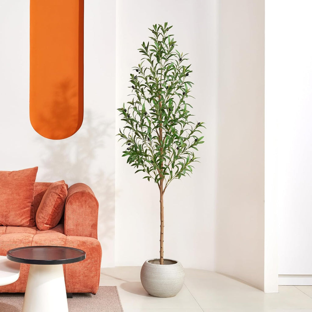 6ft Artificial Olive Tree with Real Wood Trunk
