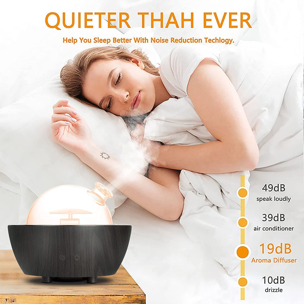280ml Glass Essential Oil Diffuser Aromatherapy Diffusers Ultrasonic Cool Mist Humidifier with 2 Mist Modes & 7 Color