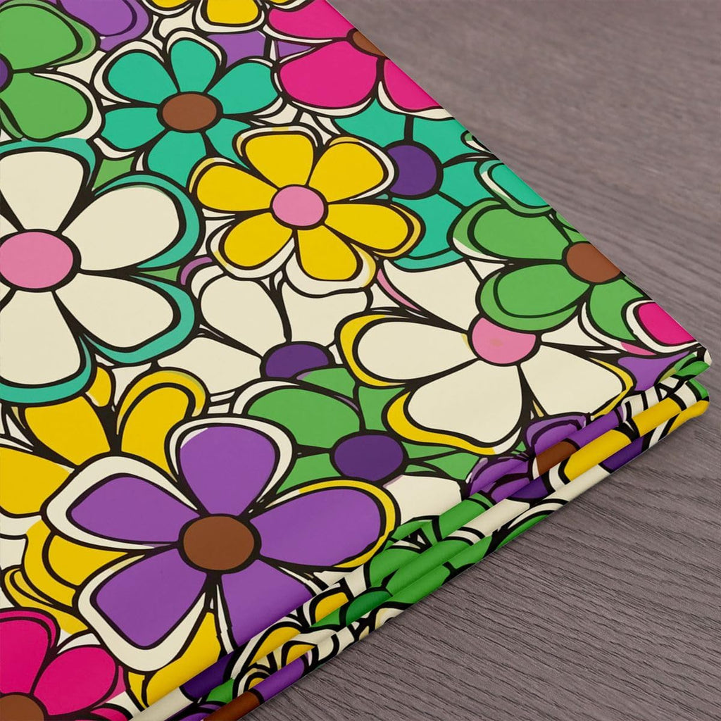 Retro Hippie Flower Flannel Fabric by The Yard 60s 70s Groovy Upholstery Fabric for Sofa Chair Cushion Vintage Boho
