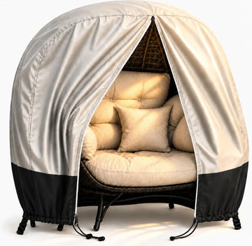 Double Egg Chair Cover Waterproof 420D Oxford Hanging Outdoor Furniture Covers Wicker Egg Swing Cocoon Chair, 91x80