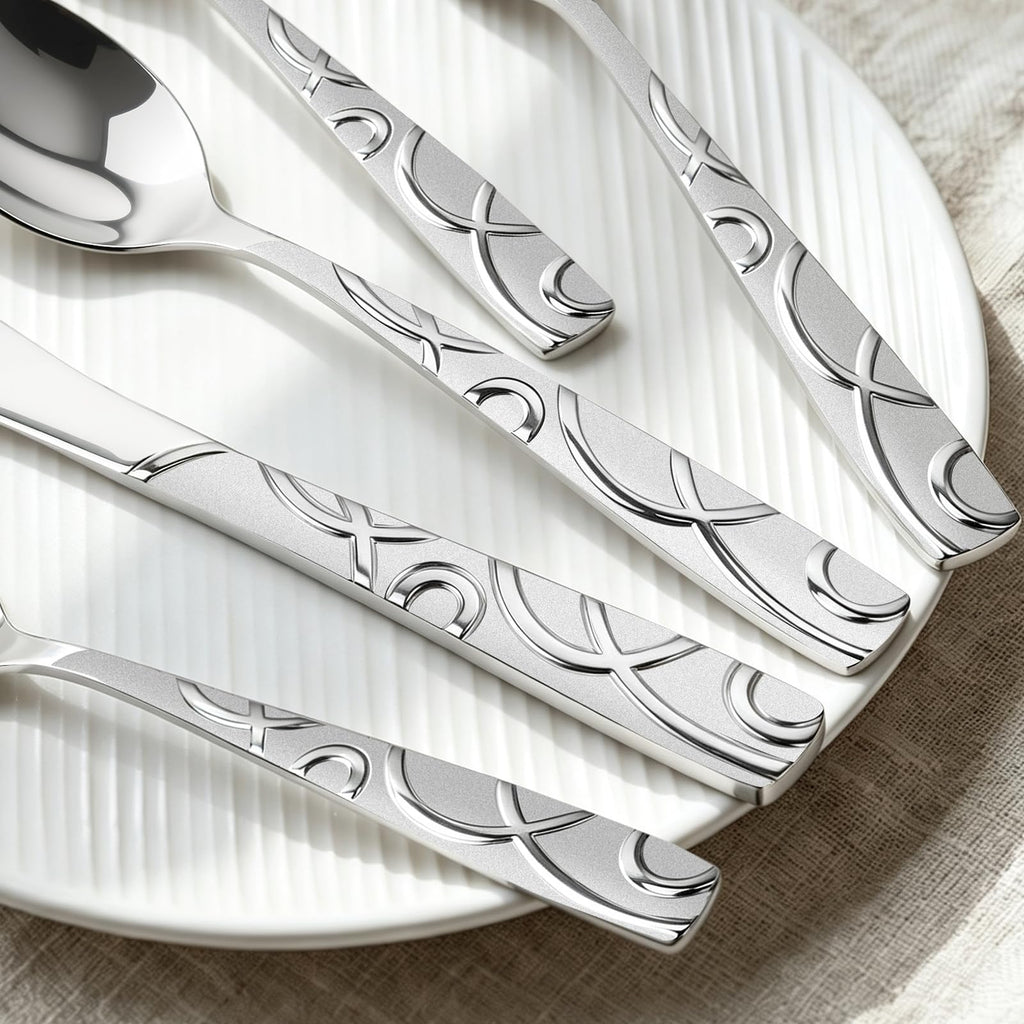 40 Piece Silverware Set for 8, Stainless Steel Flatware Cutlery Set
