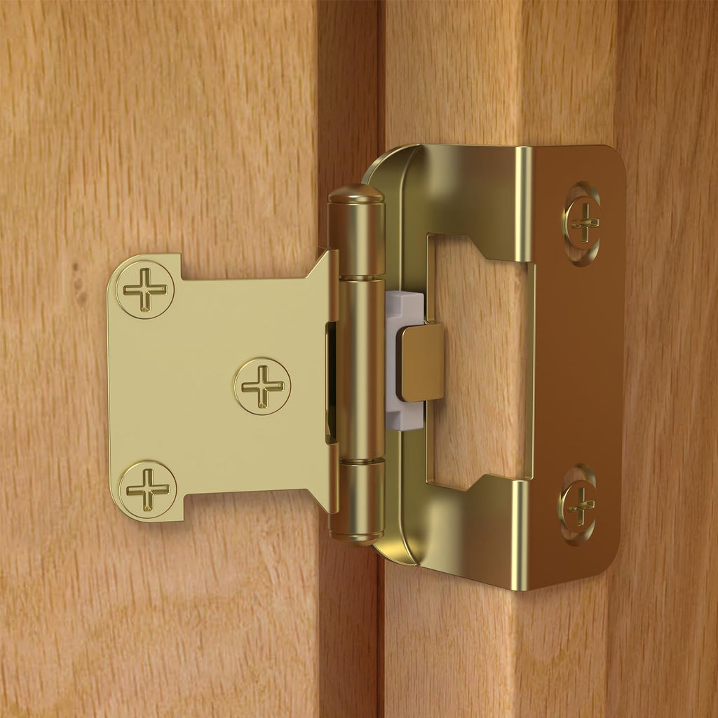20 Pack | 1/2 inch Overlay Semi Partial Wrap Around Cabinet Hinges, Self Closing Face Frame Variable Decorative