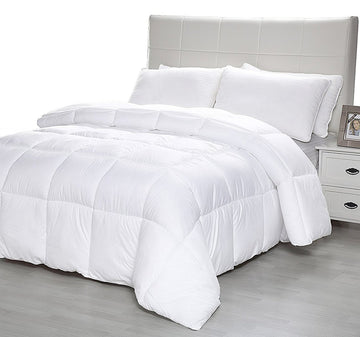 All-Season Quilted Comforter Twin Size, Light Weight Duvet Insert from 233T Peach Skin Fabric &350gsm Down