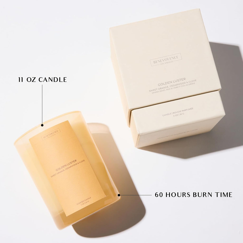 Golden Luster Gift Box | Candle, Room Spray & Reed Diffuser | Orange, Cedarwood & Clove | Luxurious Home Fragrance - Set of 3