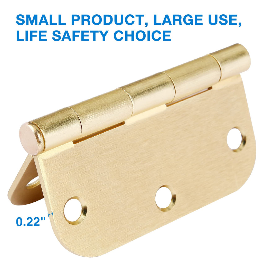 Door Hinges Satin Brass 3.5 Inch x 3.5" Interior Gold Door Hinges for Doors 18 Pack Brushed Brass Door Hinge 3-1/2"