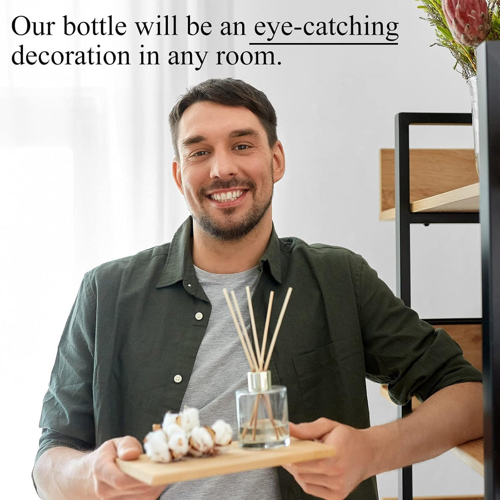 Reed Diffuser Bottles 4 oz Refillable Glass with Silver Caps - Set of 20
