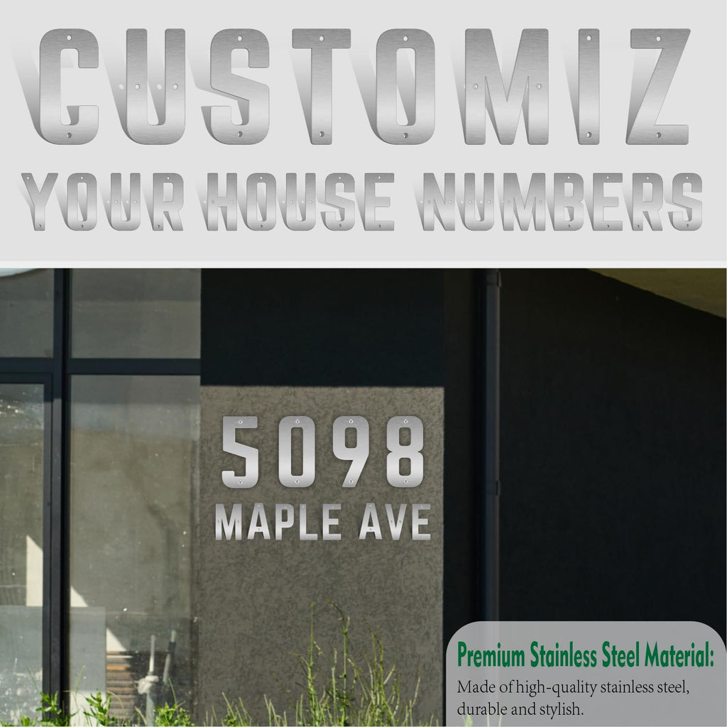 12 Inch Stainless Steel Metal Floating Door Numbers, Matte Black Metal Letters, Modern Metal House Numbers, Metal