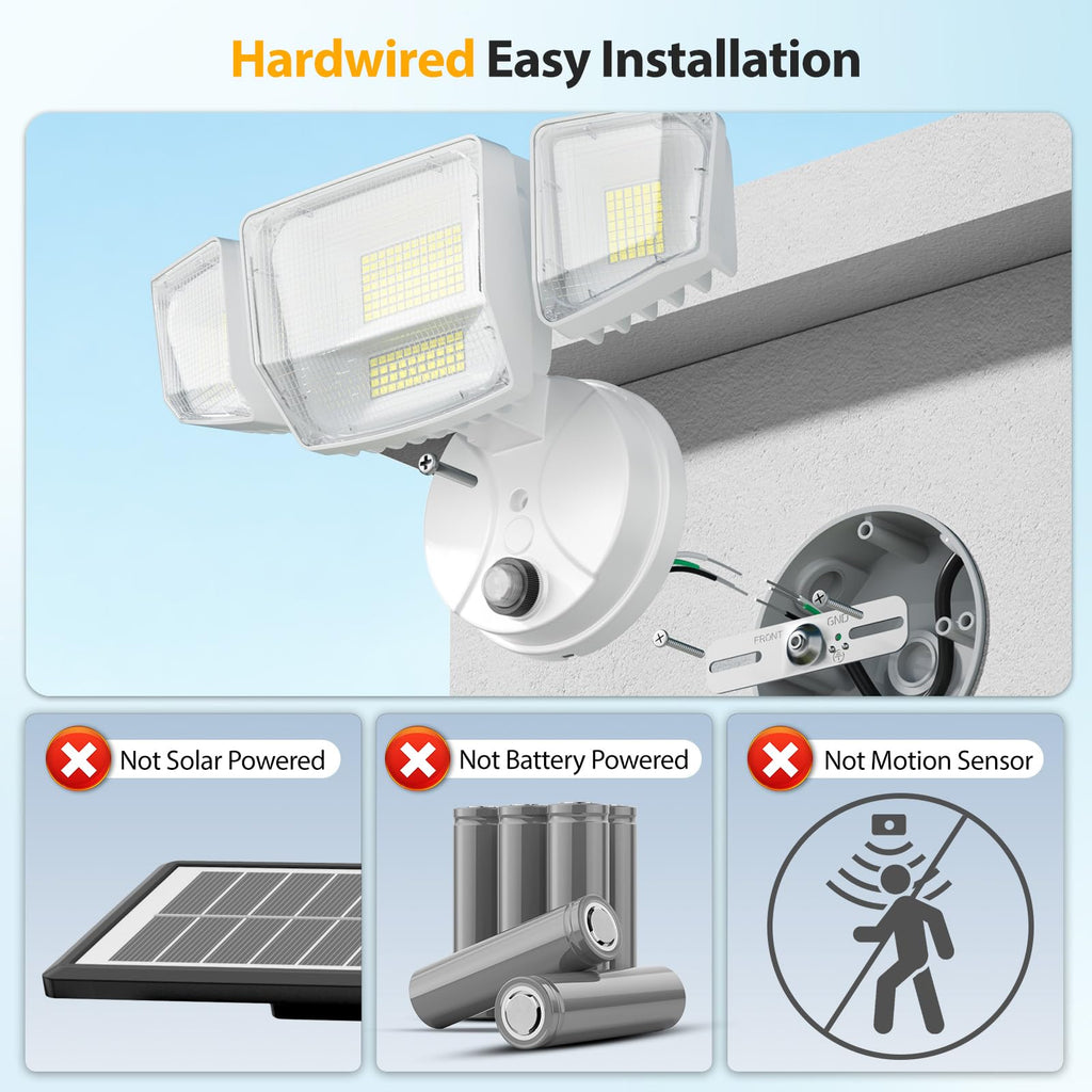 Dusk to Dawn Outdoor Lighting, 90W Flood Lights Outdoor, IP66 Waterproof White LED Security Light with