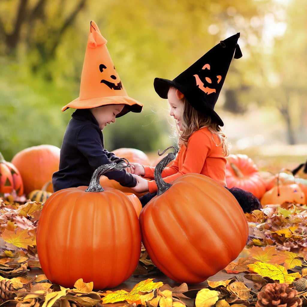 6 Inch Large Artificial Pumpkins, 4PCS Big Orange Faux Foam Harvest Pumpkins for Fall Autumn Thanksgiving Seasonal