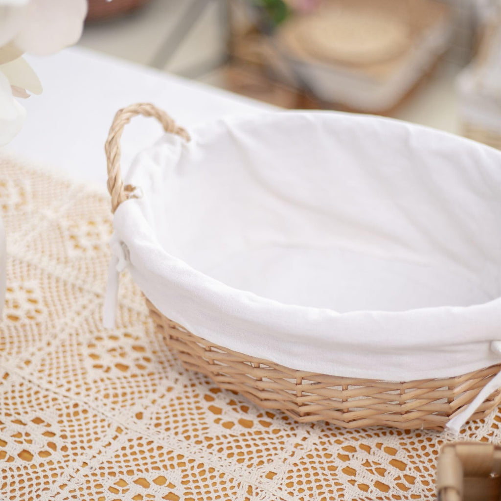 Wicker Empty Gift Basket to Fill, Wicker Storage Basket with Liner for Organizing Shelves Holiday Present Basket with
