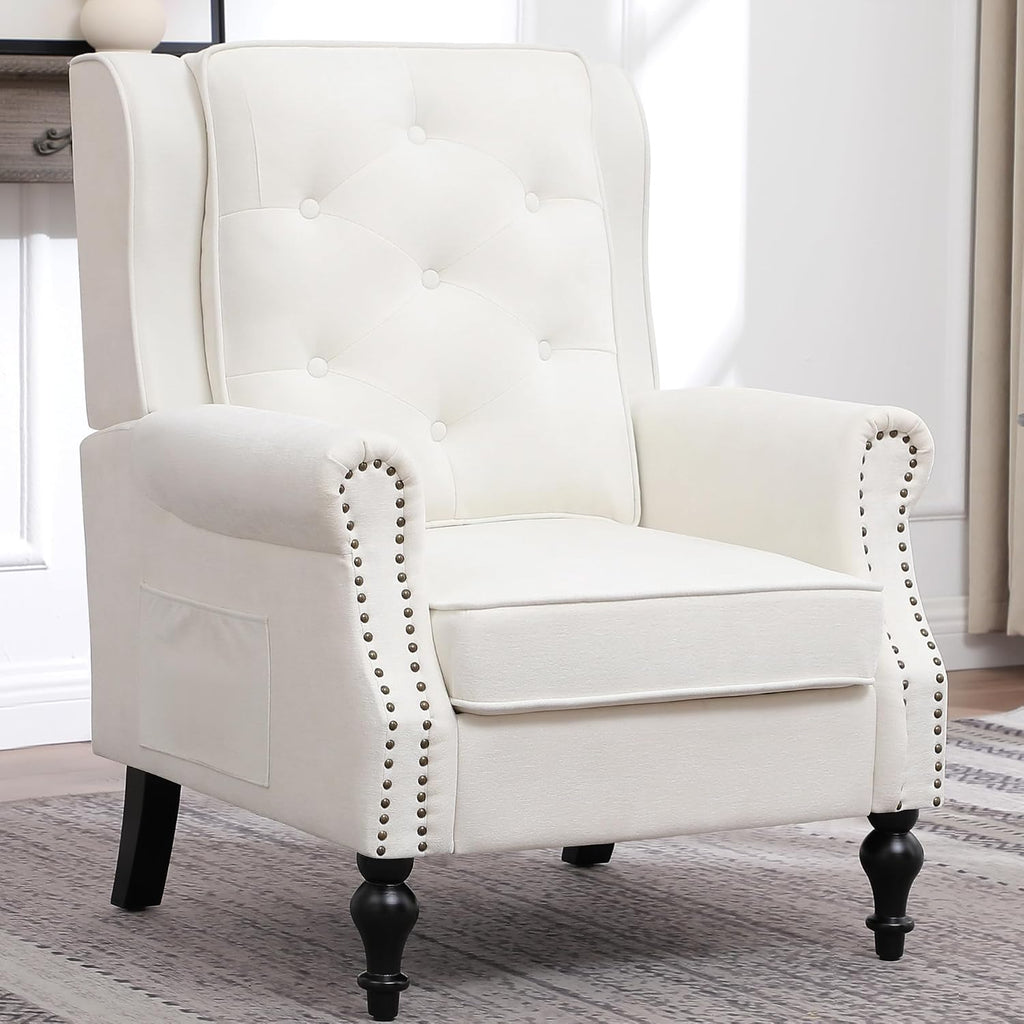 Modern Accent Chair Set Of 2, Wingback Living Room Chairs With High Back, Accent Upholstered Armchair With Vintage