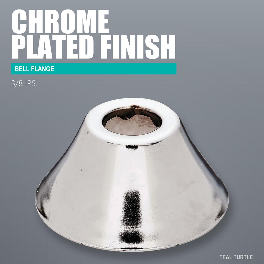 3/8 Inch IPS Chrome Plated Metal Bell Flange, 2 Pack