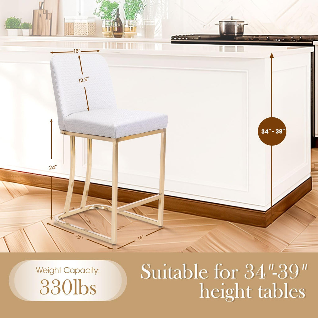 White & Gold Bar Stools, Kitchen Island Barstools, 1PC