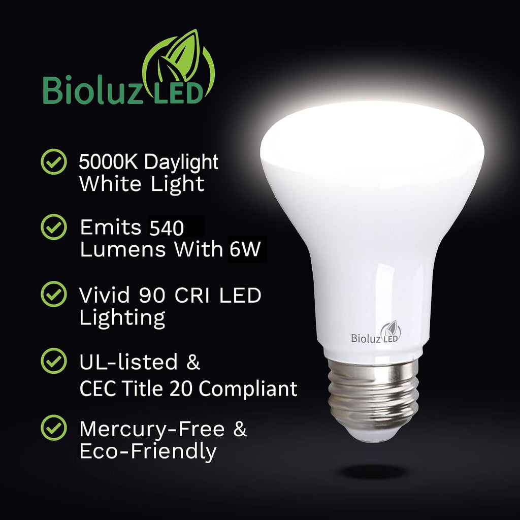 BR20 LED Light Bulbs 10-Pack, 6W = 50W Replacement, 5000K Daylight LED Light Bulbs, 540 Lumens, 90 CRI, Dimmable