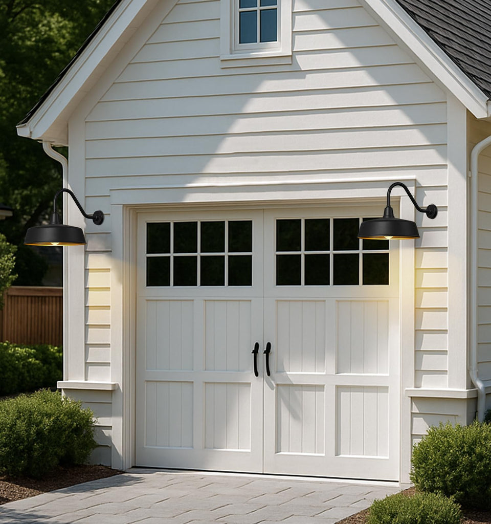 18" Large Outdoor Gooseneck Barn Lights, Dusk to Dawn, 2-Pack