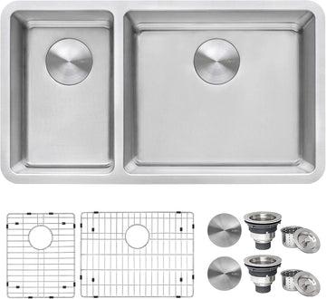 32-in 16-Gauge 30/70 Undermount Double Bowl Kitchen Sink - RVM5307