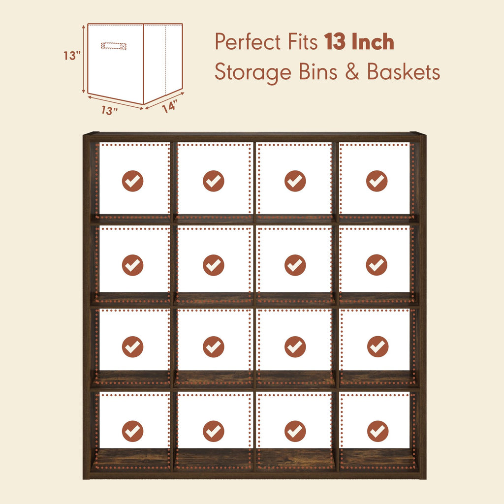 Cubicle Record Player Stand, 16-Cube Record Storage, Amber Pine