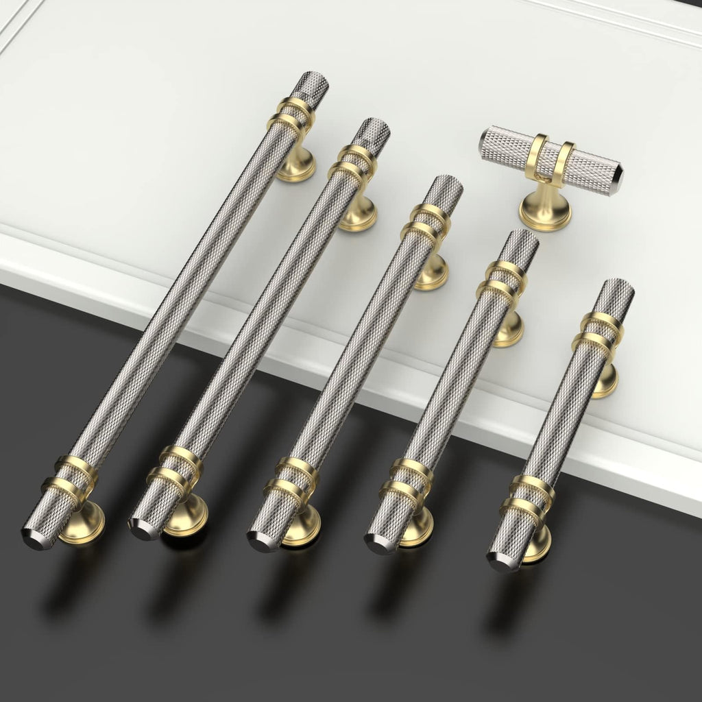 10 Pack Knurled Brushed Satin Nickel Cabinet Pulls 7 Inch Hole Center Kitchen Cabinet Handles for Drawer Dresser