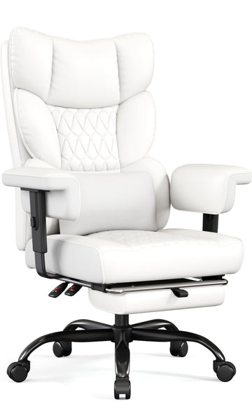 Big and Tall Office Chair with Footrest, High Back Executive Desk Chair with Adjustable Lift Armrest, 155°Recline