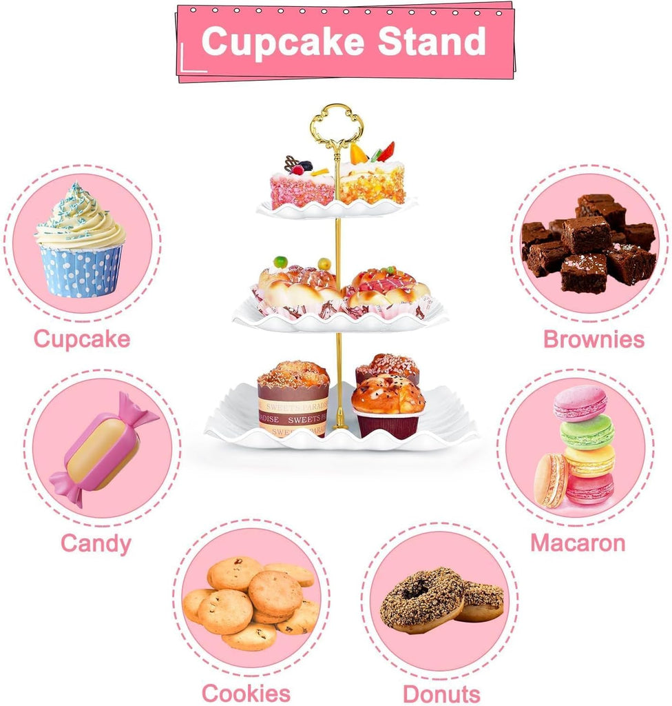 Dessert Table Display Set - 3-Tier Dessert Display Stands & Serving Tray - Dessert Trays Dessert - Set of 5