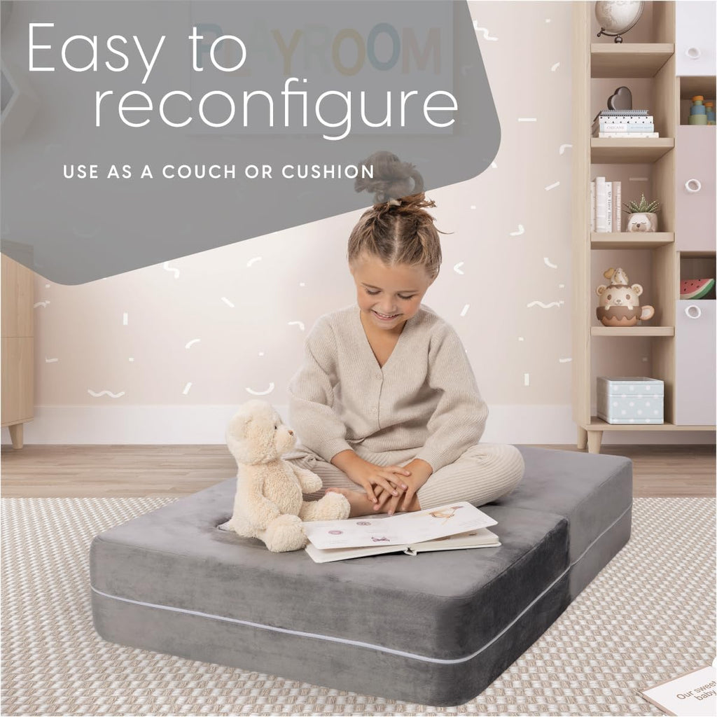 Kids Couch - Modular Kids Sofa for Toddler and Baby Playroom/Bedroom Furniture (Grey Small)