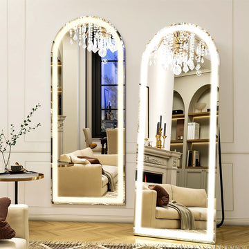 21"X56" LED Arched Full Length Mirror, Floor Mirror with Lights