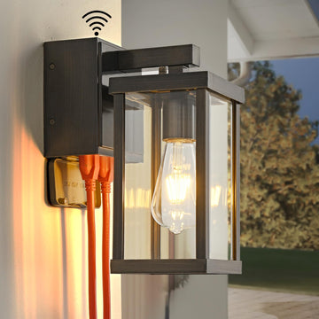 Porch Lights with GFCI Outlets Dusk to Dawn Outdoor Wall Lights Waterproof Exterior Lighting Fixtures Modern Outside